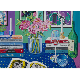 Peonies and Wine Bottle