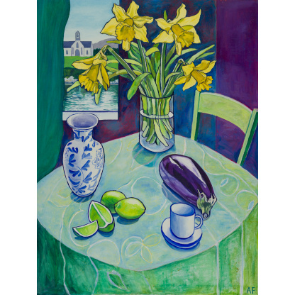 Daffodils and Aubergine